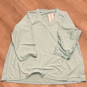 Elegant Light Blue V-Neck Women's Long Sleeve Top